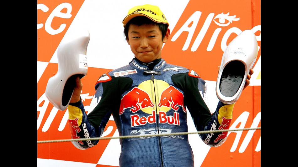 Red Bull MotoGP Rookie Dajiro Hiura on the podium at Assen