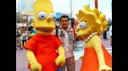 Randy de Puniet with Bart and Lisa Simpson at Universal Studios Hollywood