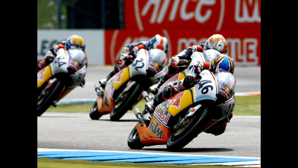 Red Bull MotoGP Rookie Dajiro Hiura riding ahead of riders group