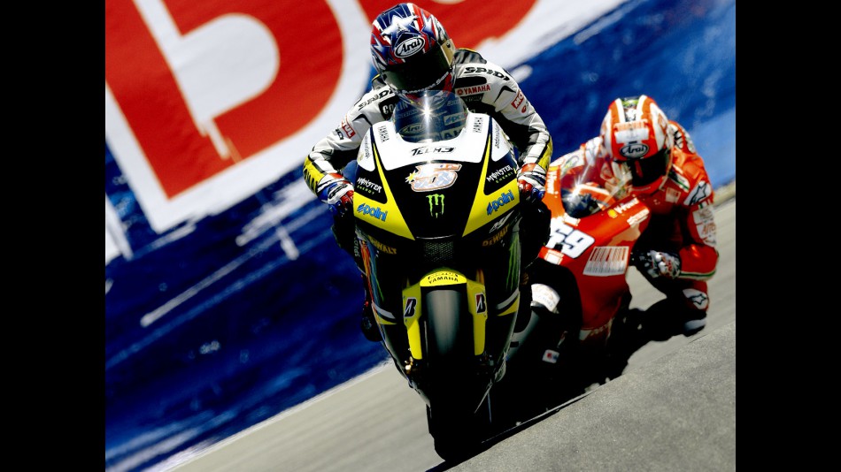 Colin Edwards riding ahead of Nicky Hayden at the Red Bull U.S. Grand Prix