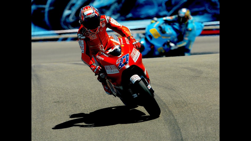 Casey Stoner in action at the Red Bull U.S. Grand Prix