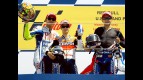 Valentino Rossi, Dani Pedrosa and Jorge Lorenzo on the podium at the Red Bull U.S. Grand Prix