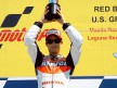 Dani Pedrosa on the podium at the Red Bull U.S. Grand Prix