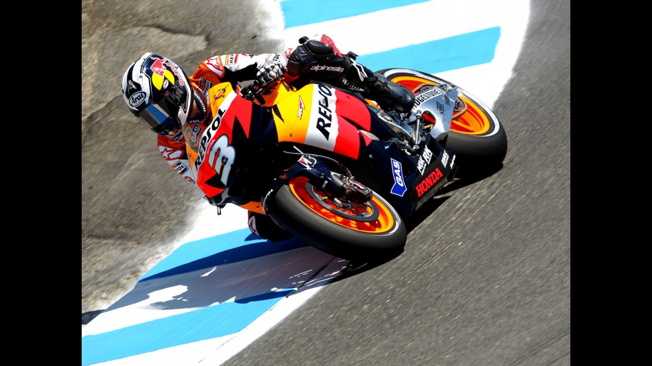 Dani Pedrosa in action at the Red Bull U.S. Grand Prix