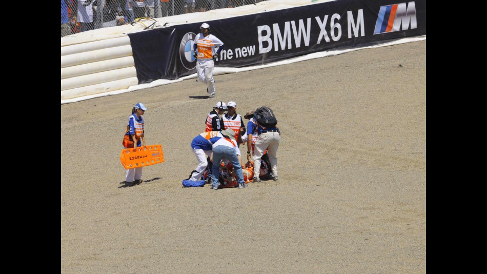 Casey Stoner crashes at the Red Bull U.S. Grand Prix