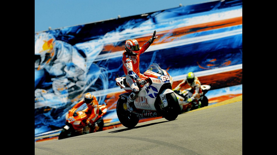 Local hero Nicky Hayden at the end of the Red Bull U.S. Grand Prix
