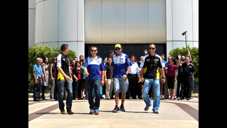 Yamaha riders take part in corporate filming at the YMC HQ