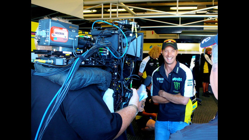 Colin Edwards for the first ever HD 3D filming of a MotoGP event at Laguna