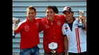 Álvaro Bautista, Aleix Espargaró and Andrea Dovizioso, Podium finishers in kart event