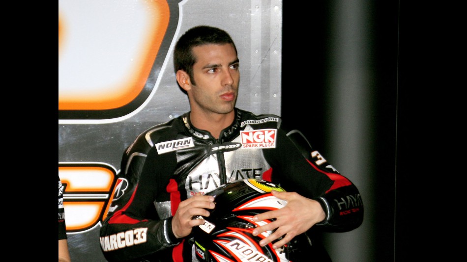 Marco Melandri in the Hayate Racing garage