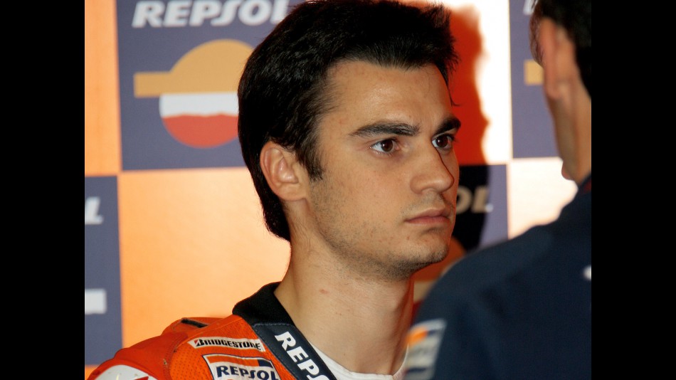 Dani Pedrosa in the Repsol Honda garage