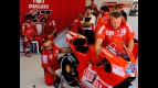 Casey Stoner and Ducati Technics in the garage