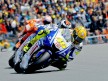 Valentino Rossi riding ahead of Jorge Lorenzo and Casey Stoner in Sachsenring