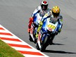 Valentino Rossi riding ahead of Jorge Lorenzo in Sachsenring