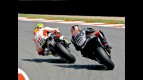 Toni Elias riding ahead of Marco Melandri in Assen