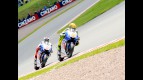 Yamaha riders Rossi and Lorenzo in action in Sachsenring