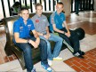British riders Webb, Redding and Smith in the British Library in London