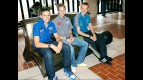 British riders Webb, Redding and Smith in the British Library in London