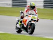 Toni Elias ina ction in Donington