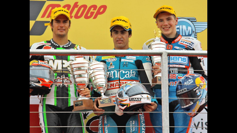 Corsi, Simón and Redding ont he podium at Donington