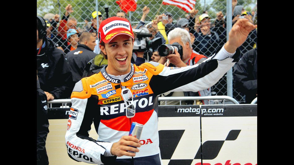 Andrea Dovizioso at the par fermé in Donington