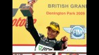 Hiroshi Aoyama on the podium in Donington