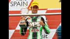 Simone Corsi on the podium at Donington