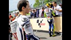 Lorenzo and Rossi in Parc Fermé at Donington