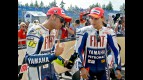 Rossi and Lorenzo in the parc fermé after QP in Brno