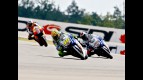 Rossi riding ahead of Lorenzo and Pedrosa in Brno