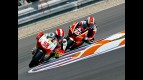 Marco Simoncelli riding ahead of Mattia Pasini in Brno