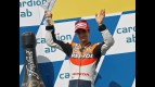Dani Pedrosa on the podium at Brno