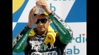Andrea Iannone on the podium at Brno