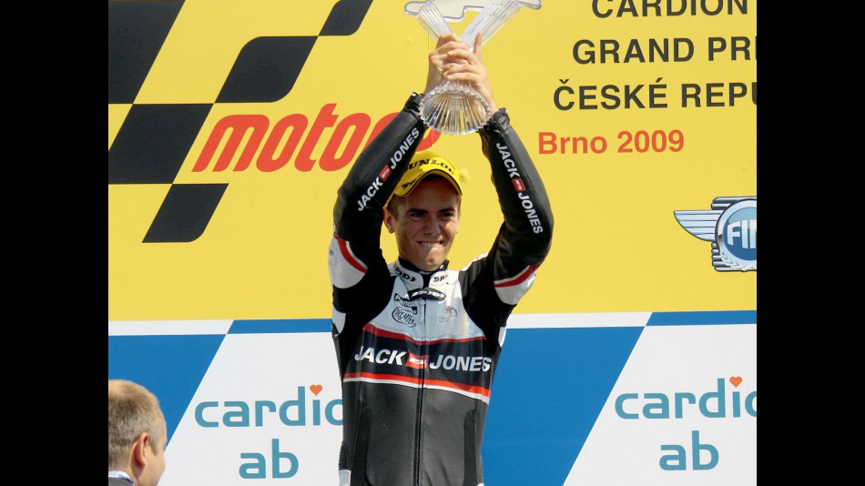 Nico Terol on the podium at Brno