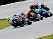 Toni Elias and Andrea Dovizioso riding ahead of MotoGP group in Brno