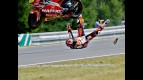Álvaro Bautista crashes after 250cc race in Brno