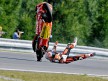 Álvaro Bautista crashes after 250cc race in Brno