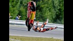 Álvaro Bautista crashes after 250cc race in Brno