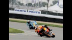 Andrea Dovizioso riding ahead of Loris Capirossi in Indianapolis