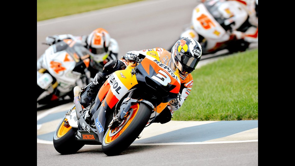 Dani Pedrosa in action in Indianapolis