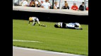 Rossi crashes during  the race at Indianapolis