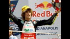 Marco Simoncelli on the podium at Indianapolis