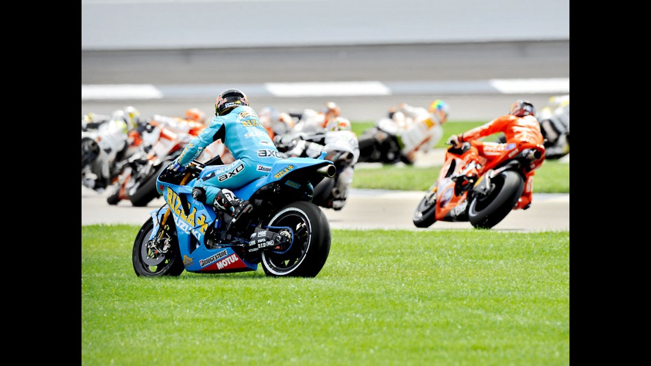 Chris Vermeulen out of the track during the race at Indianapolis