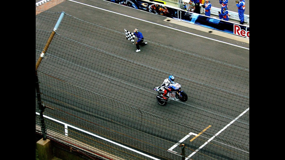 Jorge Lorenzo celebrates GP win at Indianapolis