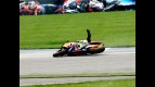 Dani Pedrosa crashes during the Race at Indianapolis