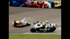 Dani Pedrosa crashes during the Race at Indianapolis