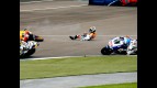Dani Pedrosa crashes during the Race at Indianapolis