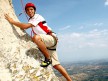 Alex de Angelis abseiling in San Marino
