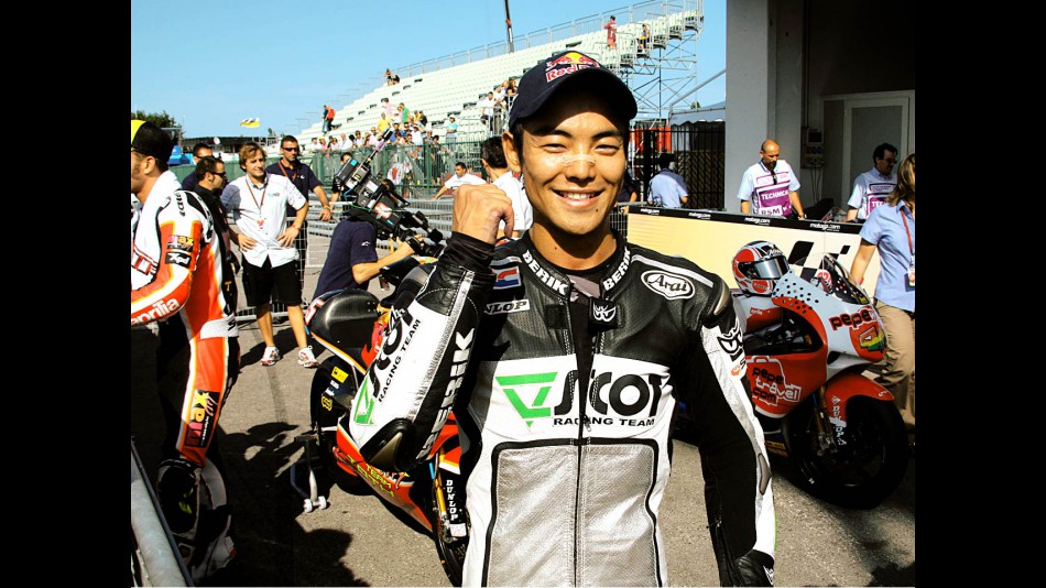 Hiroshi Aoyama in the parc fermé after QP in Misano