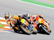 Andrea Dovizioso riding ahead of Mika Kallio in Misano